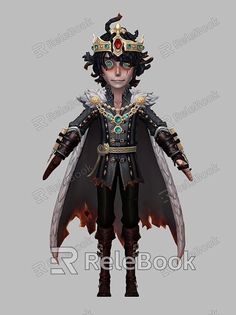 Cartoon King Cartoon Boy Man King Crown Game Movie Cloak Animation model