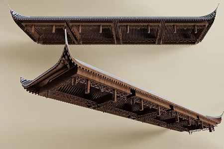 Chinese-style eaves slope roof sloping roof ancient building suspended ceiling ancient building roof 3d model
