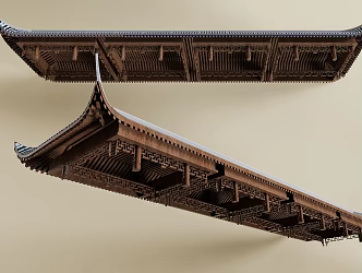 Chinese-style eaves slope roof sloping roof ancient building suspended ceiling ancient building roof 3d model