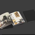 Open Magazine Featuring Interior Design Images With Black Book Beside 3d model