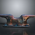 Household Rusty Metal Decorative Accessory With Double Ended Shape And Blue Rusty Color