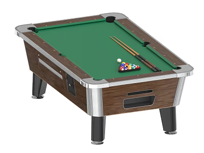 Sports Equipment Billiard Table With Green Felt Surface Pool Cues And Colorful Balls 3d model