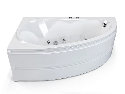 Elegant White Curved Built in Bathtub with Silver Faucets and Modern Design 3d model