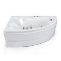 Elegant White Curved Built in Bathtub with Silver Faucets and Modern Design