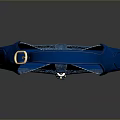 Stylish Blue Handbag With Shiny Material And Metallic Clasp Design