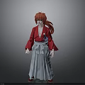 Anime Character In Red Kimono Coat With Gray Pants And Long Red Hair