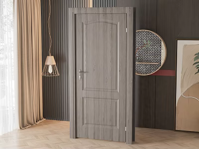 Modern Gray Wooden Hinged Door Design For Interior Home Decoration 3d model