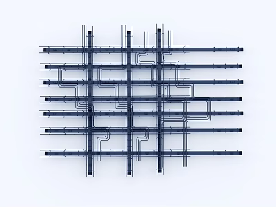 Industrial Equipment Structure Featuring Grid Design With Crossed Lines And Connection Points 3d model