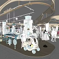 Bright Spacious Mall Store Interior With Shoppers And Stylish Product Displays