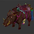 Fierce Boar Character Design With Leather Saddle Skull Decoration And Gear