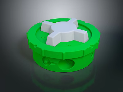 Green Round Hardware Tool Component With White Cross Center Design 3d model