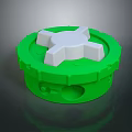 Green Round Hardware Tool Component With White Cross Center Design