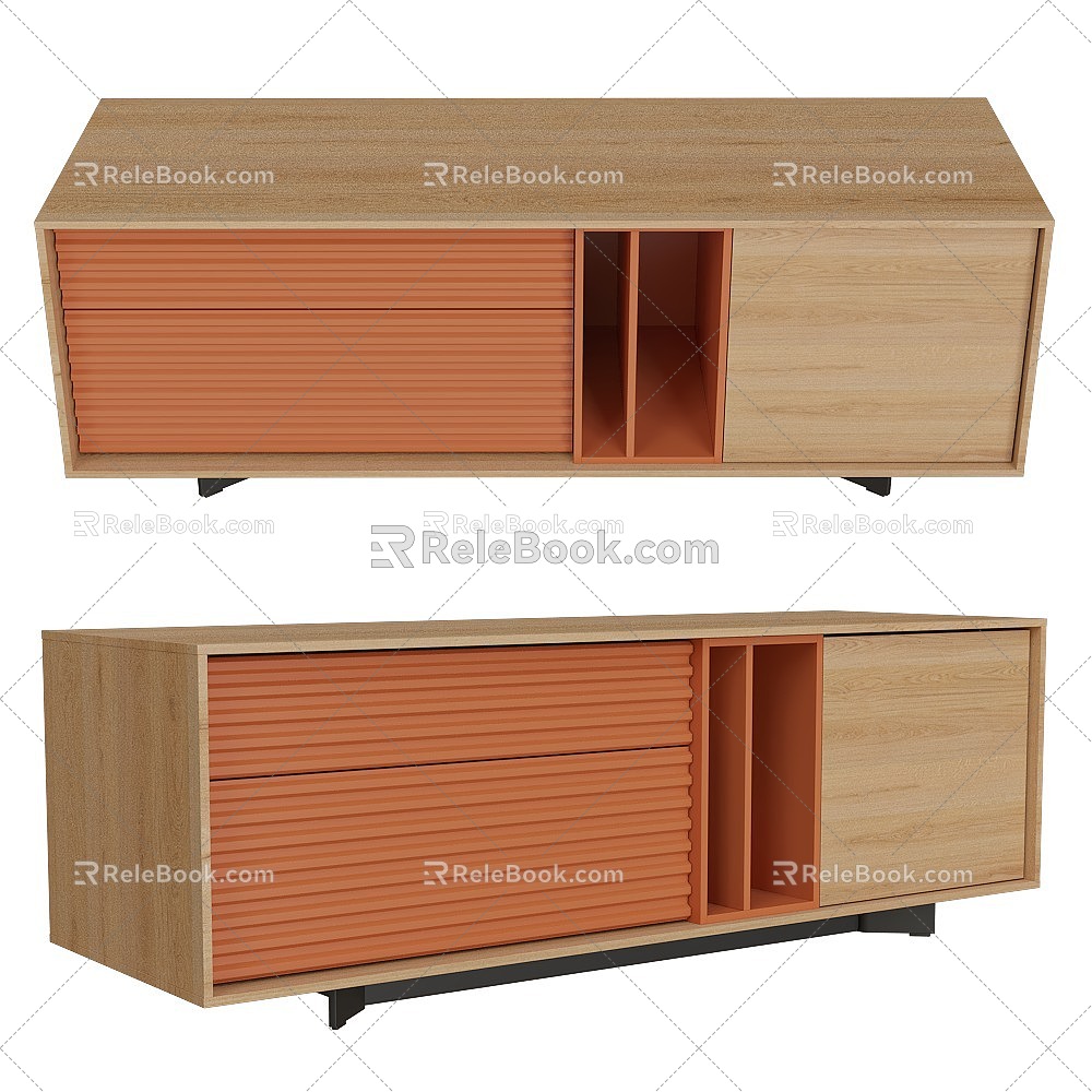 Wooden Sideboard Decorative Cabinet 3d model