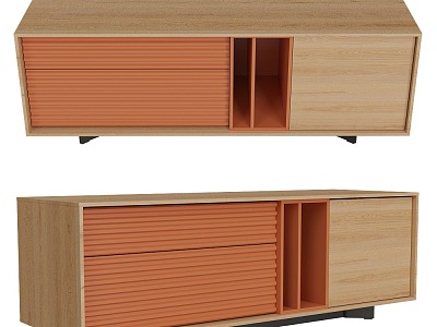 Wooden Sideboard Decorative Cabinet 3d model