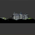 Castle Architectural Model With Surrounding Green Landscape And Historic Towers Structure 3d model