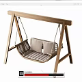 Outdoor Play Equipment Wooden Swing With Rattan Seat And Light Colored Cushions Modern Design