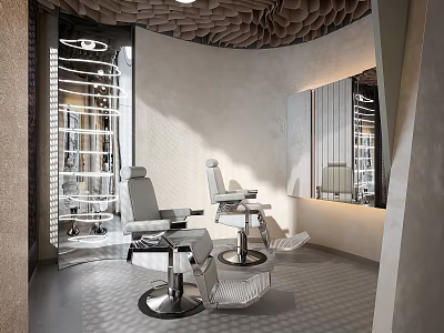 Modern Beauty Salon Interior With Styling Chairs Mirrors And Contemporary Design 3d model