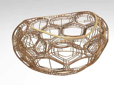 Stylish Metal Woven Decorative Basket With Hexagonal Structure And Oval Shape 3d model