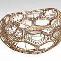 Stylish Metal Woven Decorative Basket With Hexagonal Structure And Oval Shape