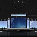 Modern Stage Design With Purple Red Lighting Large LED Screens And Decorative Steps