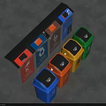 Public Facilities Color Coded Trash Bins With Recycling Symbols And Various Colors