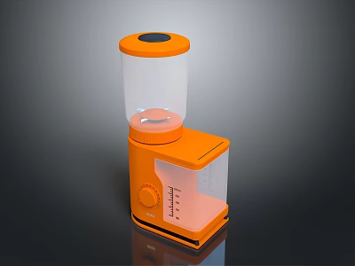 Modern Orange Kitchen Appliance With Transparent Upper Container And Control Knob 3d model