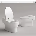 Two Modern White Toilets One with Open Lid and One Closed in Bathroom Setting
