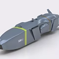 Grey Salvo-J Military Weapon Featuring Aerodynamic Design And Yellow Stripe Fins