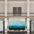 Modern Hotel Lobby Interior With Marble Floor Chandelier Staircase And Art Decor