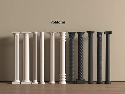 Poliform Various Style Interior Columns in White and Black Colors 3d model