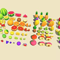 Variety of Colorful Fruits Including Whole and Sliced Options Like Watermelon Banana Apple and More