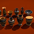 Decorative Black And Gold Greek Style Ceramic Vases And Bowls For Home