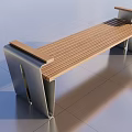 Modern Landscape Bench With Wooden Slat Seat And Metal Support Frame