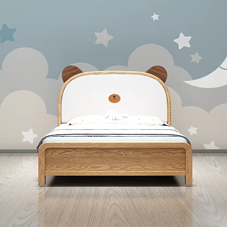 Cream style Nordic children's bed 3d model