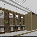 Modern SPA Sauna Interior With Beige Walls Wooden Slat Ceiling And Tiled Floor