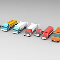 Colorful Truck Models Of Various Types Arranged In A Row With Different Colors
