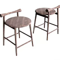 Two Wooden Bar Stools With Armrests In Modern Simple Design 3d model