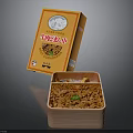 Sichuan Spicy Chicken In Orange Box And Open Lunch Container Topped With Herbs