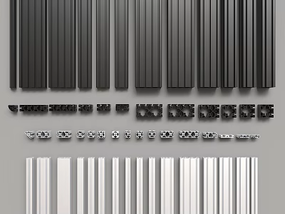 Black And White Decorative Strip Molding With Various Connectors Hardware Pieces 3d model