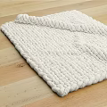 Square Knitted Rug With Woven Texture On Wooden Floor Home Decor