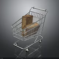 Retail Shopping Cart With Stacked Cardboard Boxes For Storage And Transport