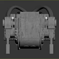 Futuristic Metal Mechanical Weapon With Four Legged Support And Cannon Like Barrel