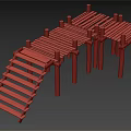 Rustic Wooden Pier Structure With Stairs Planks And Support Posts 3d model
