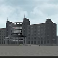 Modern Multi story Office Building Exterior With Glass Curtain Wall And Front Plaza Area