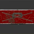 Red Metal Box With Cracked Surface Rusted Details And Metal Handle