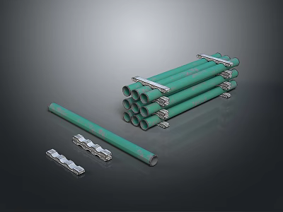 Essential Hardware Tools With Durable Green Pipes And Sturdy Metal Clamps 3d model