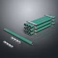 Essential Hardware Tools With Durable Green Pipes And Sturdy Metal Clamps