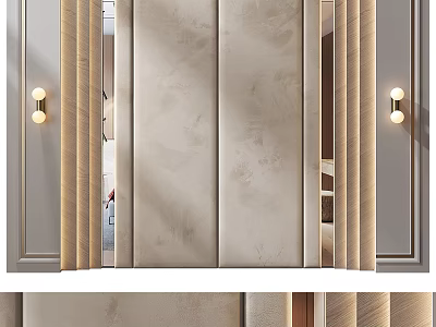 Luxurious Wall Decor With Modern Wall Sconces And Panel Details 3d model
