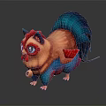 Vibrant Game and Movie Character With Cat Like Face Rooster Comb Blue Feathered Tail