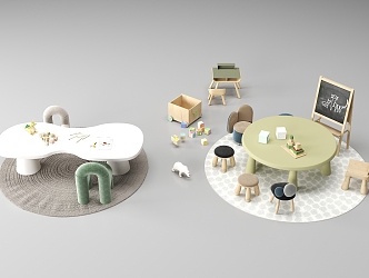 Children's tables and chairs 3d model